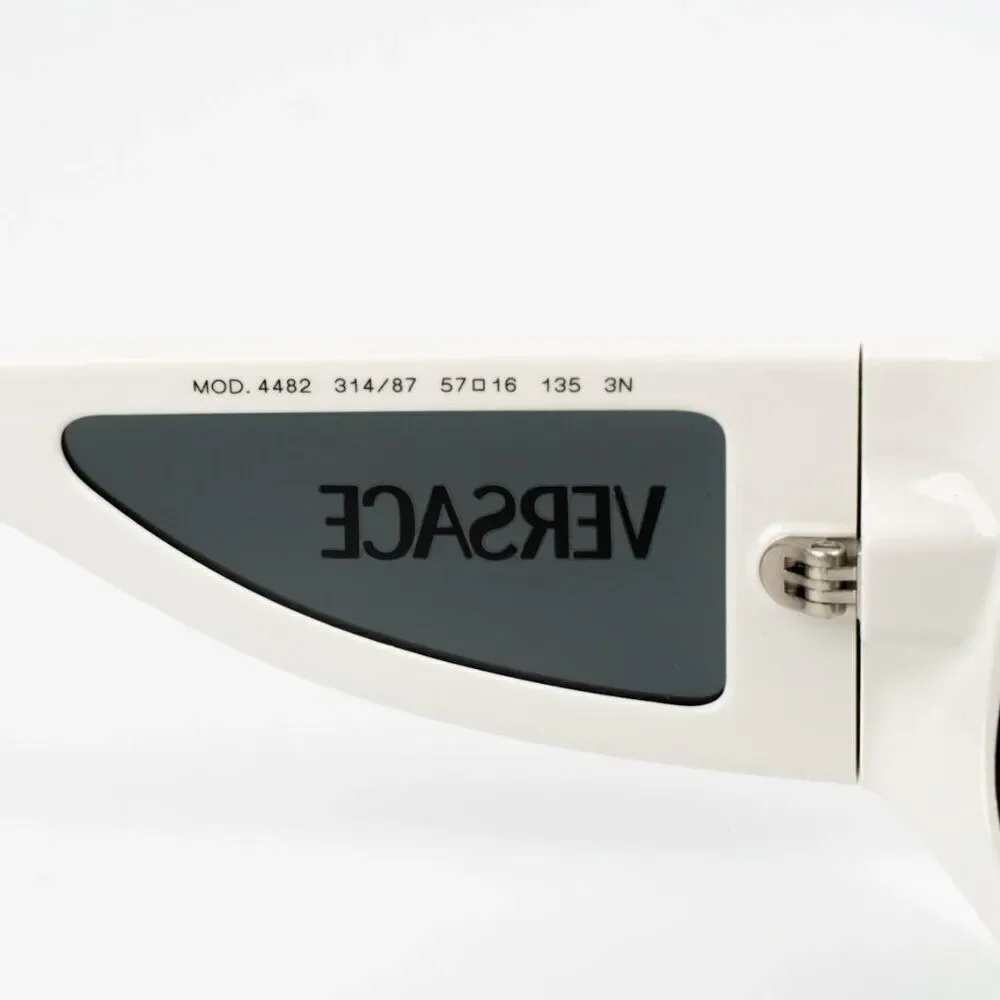 NEW Versace VE4482 314/87 White Dark Grey Rectangular Unisex Sunglasses